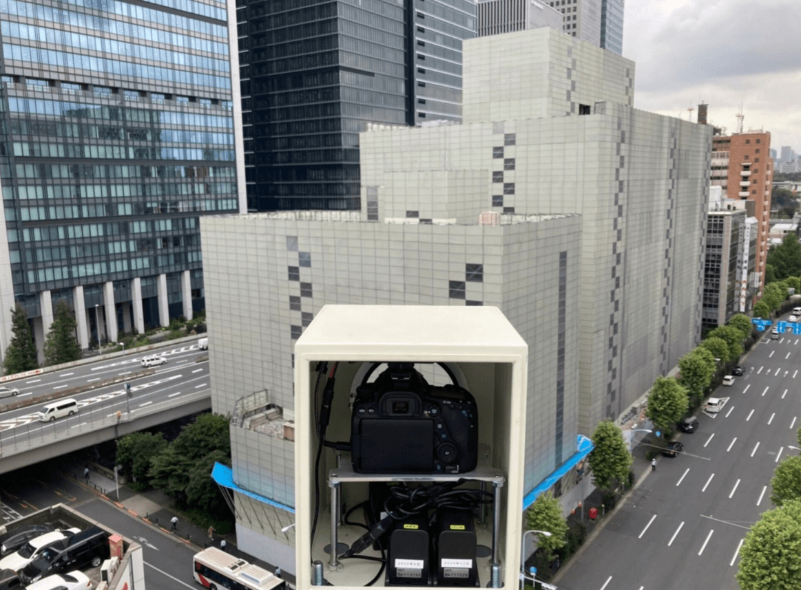 高層ビル建設現場の定点撮影